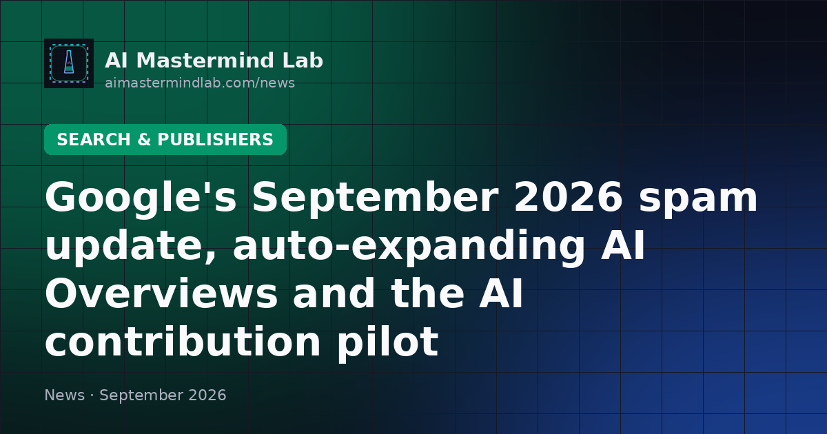 Google's September 2026 Spam Update, Auto-Expanding AI Overviews and the AI Contribution Pilot: What Publishers Should Do Now