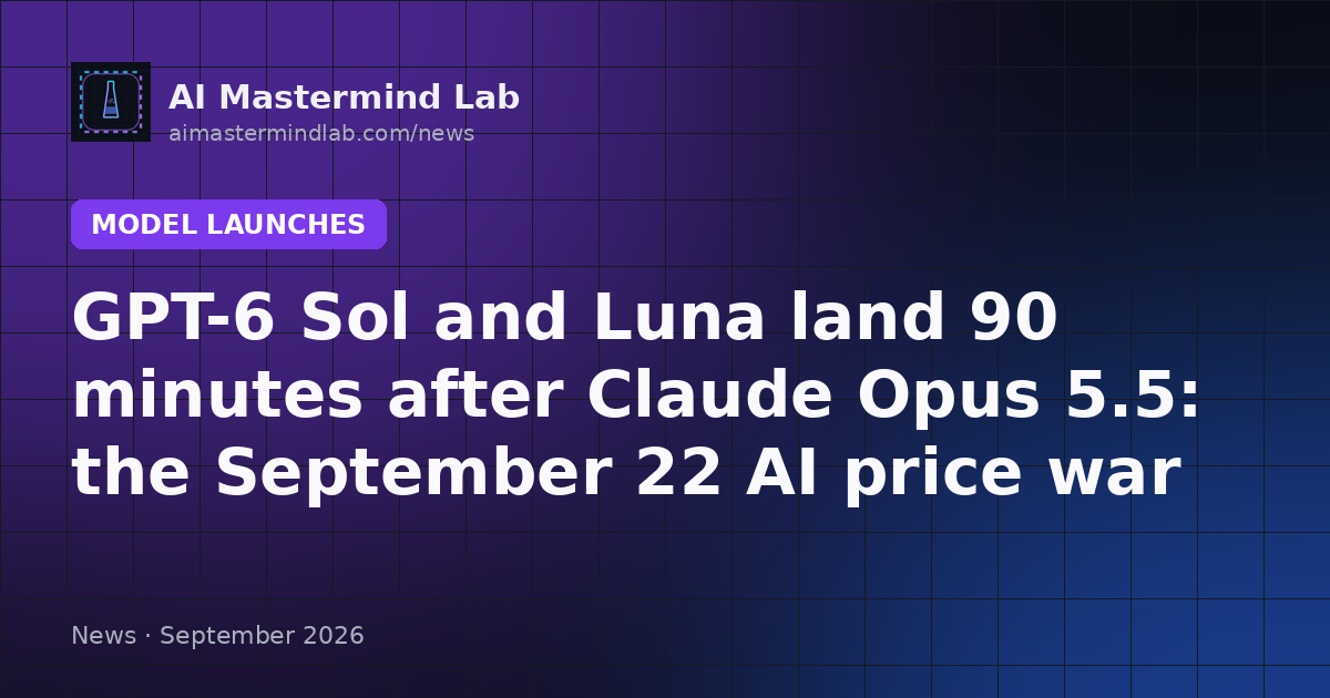 GPT-6 Sol and Luna Land 90 Minutes After Claude Opus 5.5: Inside the September 22 AI Price War